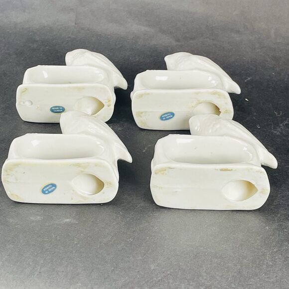4 Ceramic White Porcelain Owl Bird Napkin Rings Holders Rings Vintage Ardalt - Picture 10 of 12